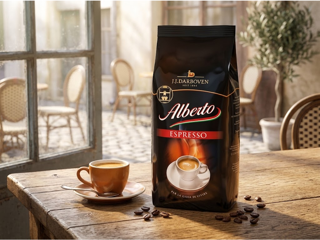 Alberto Espresso zrnková káva v kávovém prostředí