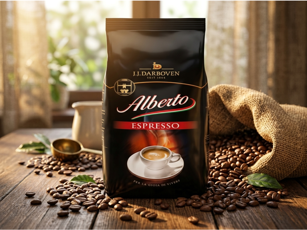 Alberto Espresso zrnková káva 1 kg mezi praženými zrny