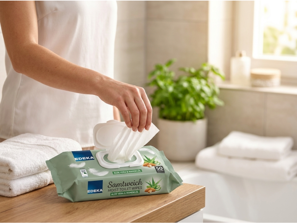 Edeka Premium vlhčený toaletní papír s aloe vera - aktivní použití