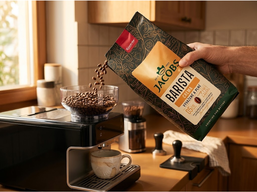 Jacobs Barista Caffe Crema při přípravě kávy