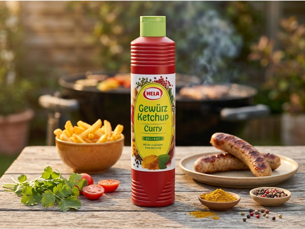Hela kari kořeněný kečup Delikát 800 ml ke grilování