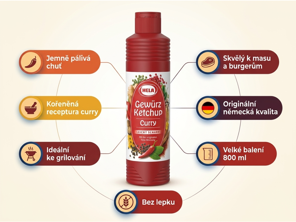 Hela Curry kečup - přehled výhod