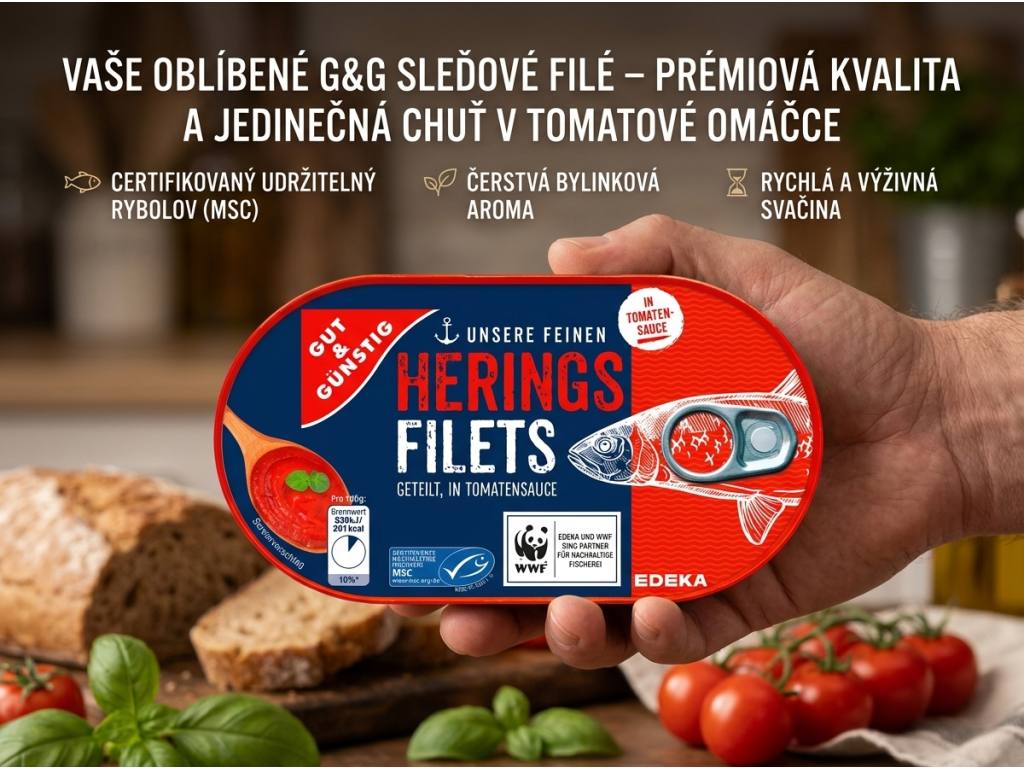 G&G Sleďové filety v rajčatové omáčce v ruce