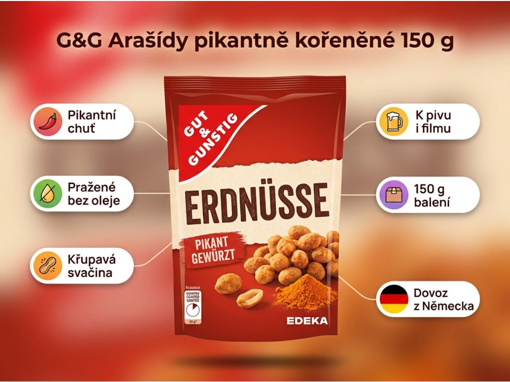 G&G Arašídy pikantně kořeněné 150g - hlavní výhody