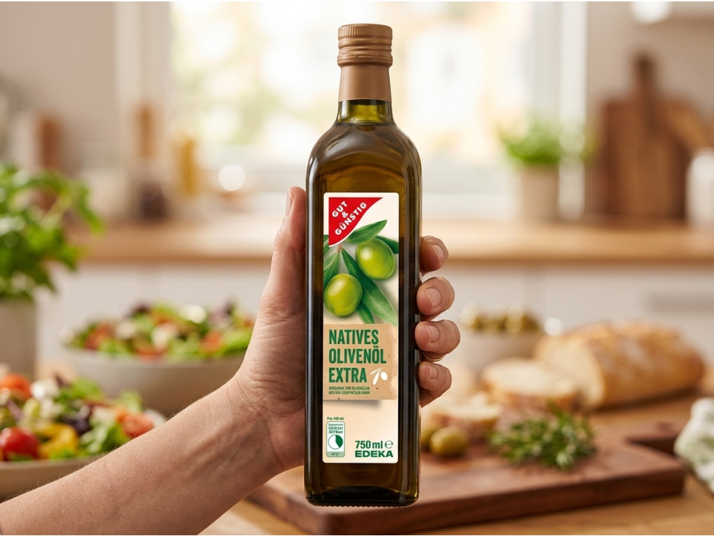G&G extra panenský olivový olej 750 ml - lahev v ruce