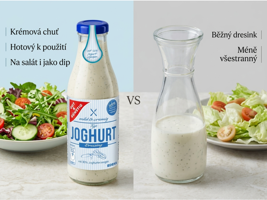 G&G Jogurtový dresink 500 ml - srovnání s běžným dresinkem