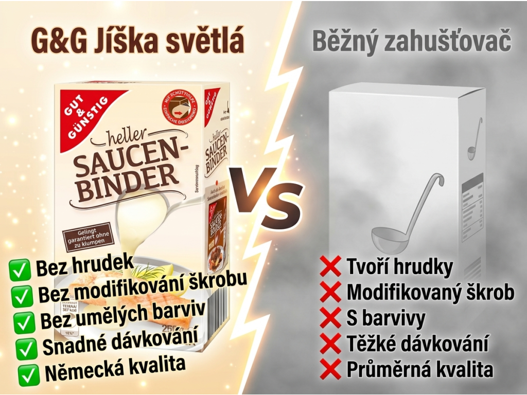 Srovnání G&G Jíšky světlé s běžným zahušťovačem