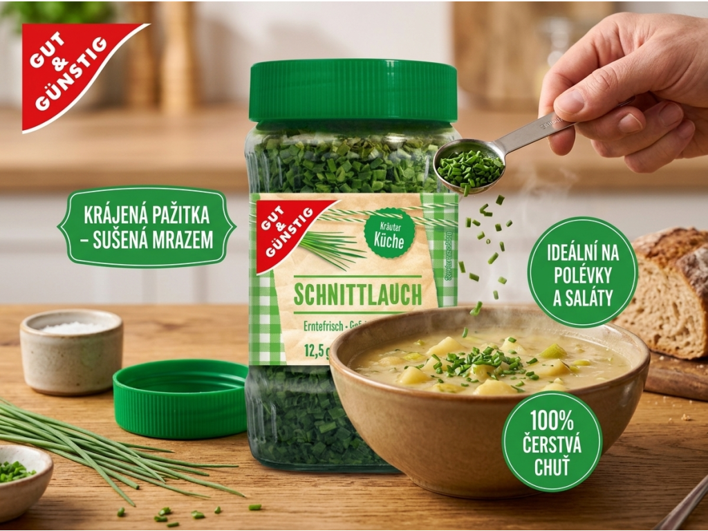 Použití G&G mrazem sušené pažitky