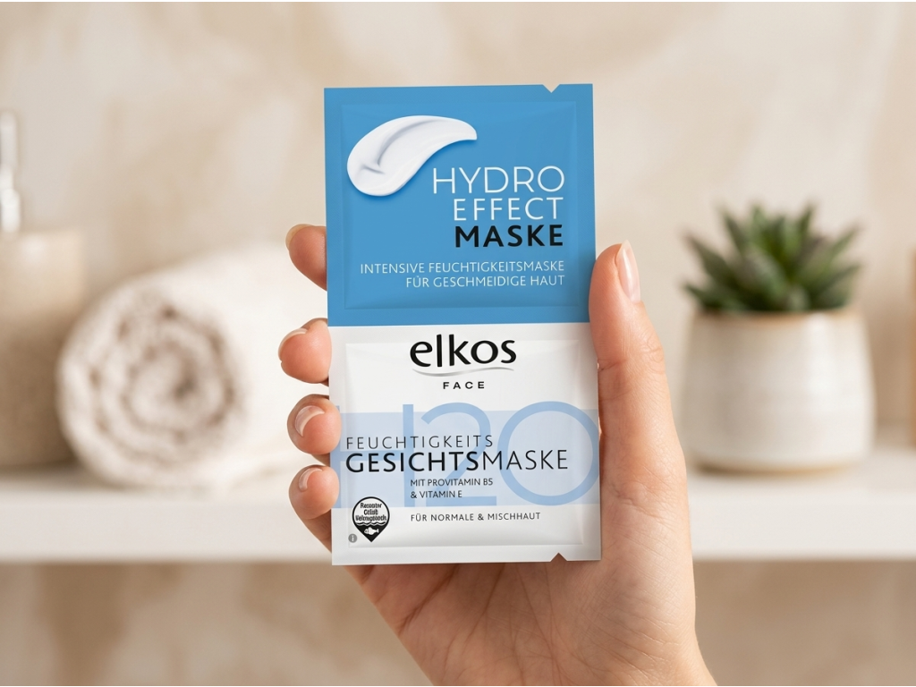 Elkos Hydro Effect maska - balení 2x8 ml v ruce
