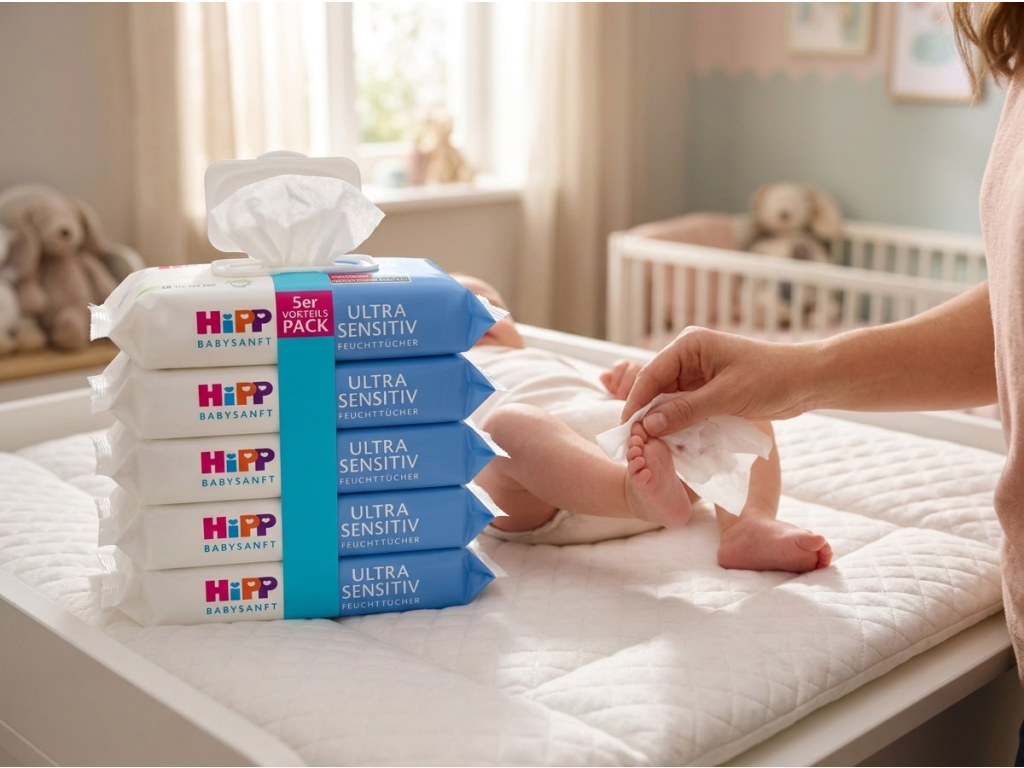 HiPP Babysanft Ultra Sensitiv ubrousky při použití