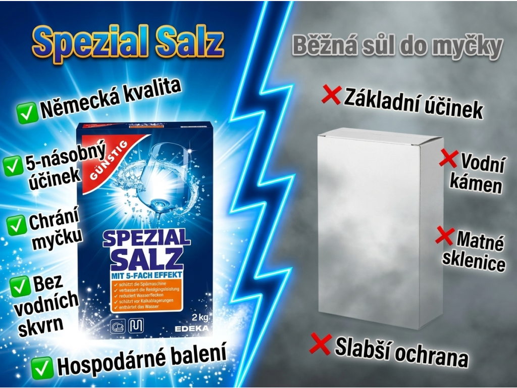 G&G sůl do myčky 2 kg vs. běžná sůl