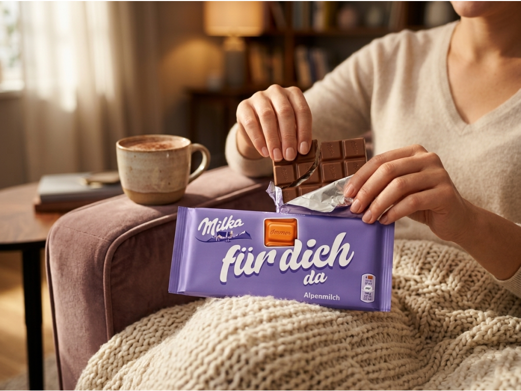 Milka čokoláda mléčná 90 g při domácím mlsání