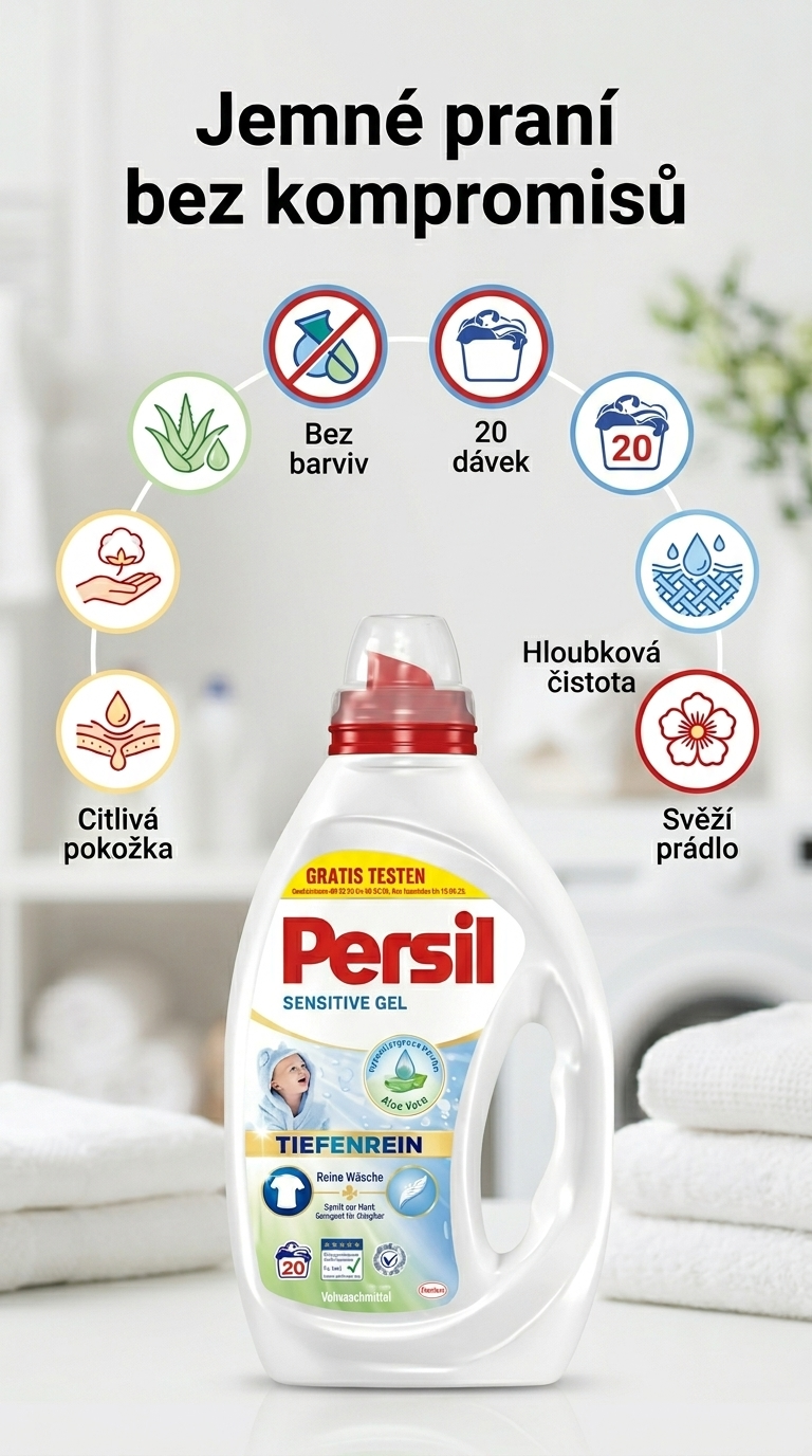Persil Sensitive Gel pro citlivou pokožku - mobilní infografika