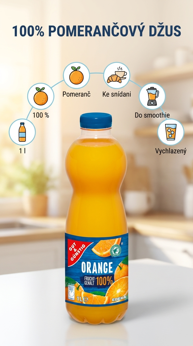 G&G pomerančový džus - mobilní infografika