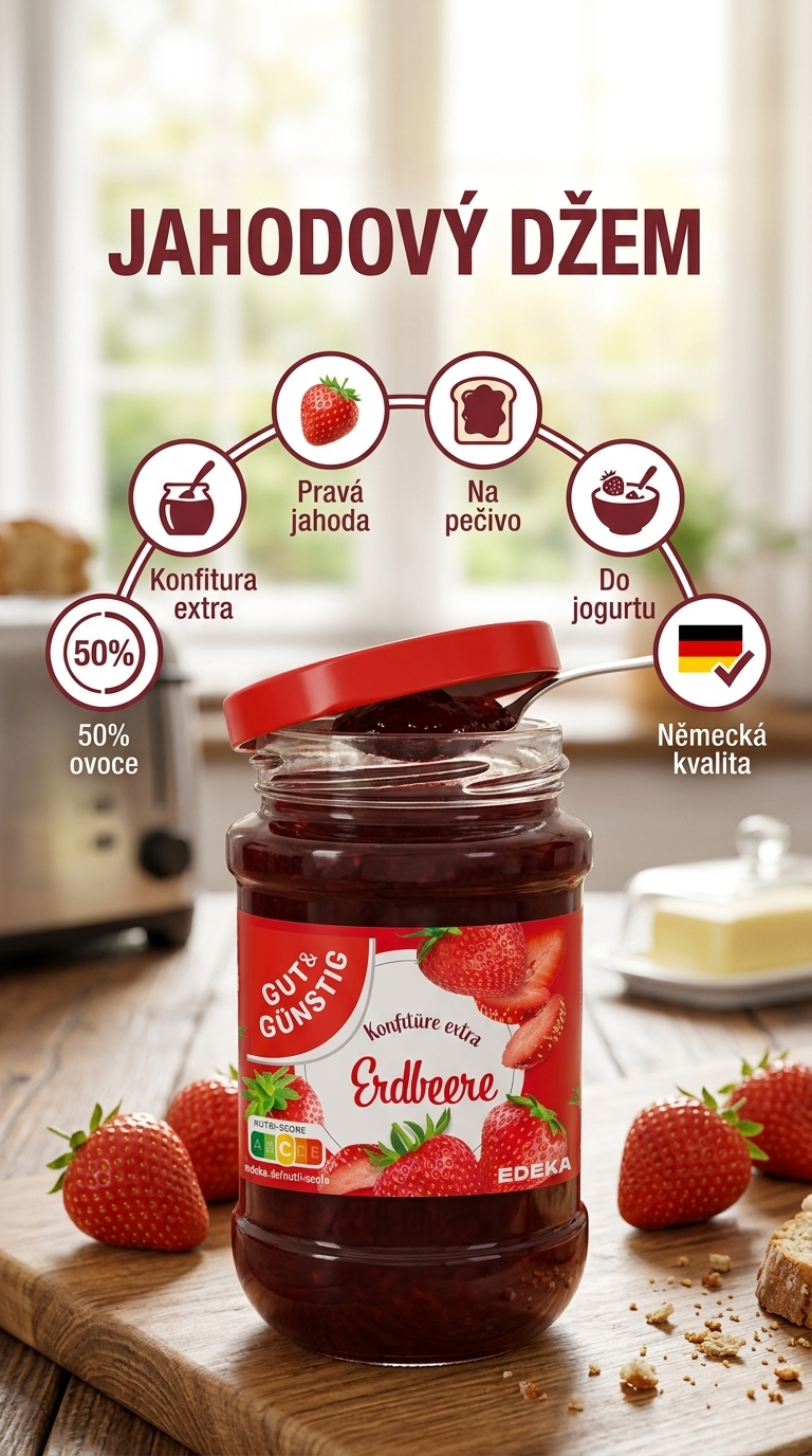 G&G jahodový džem - mobilní infografika