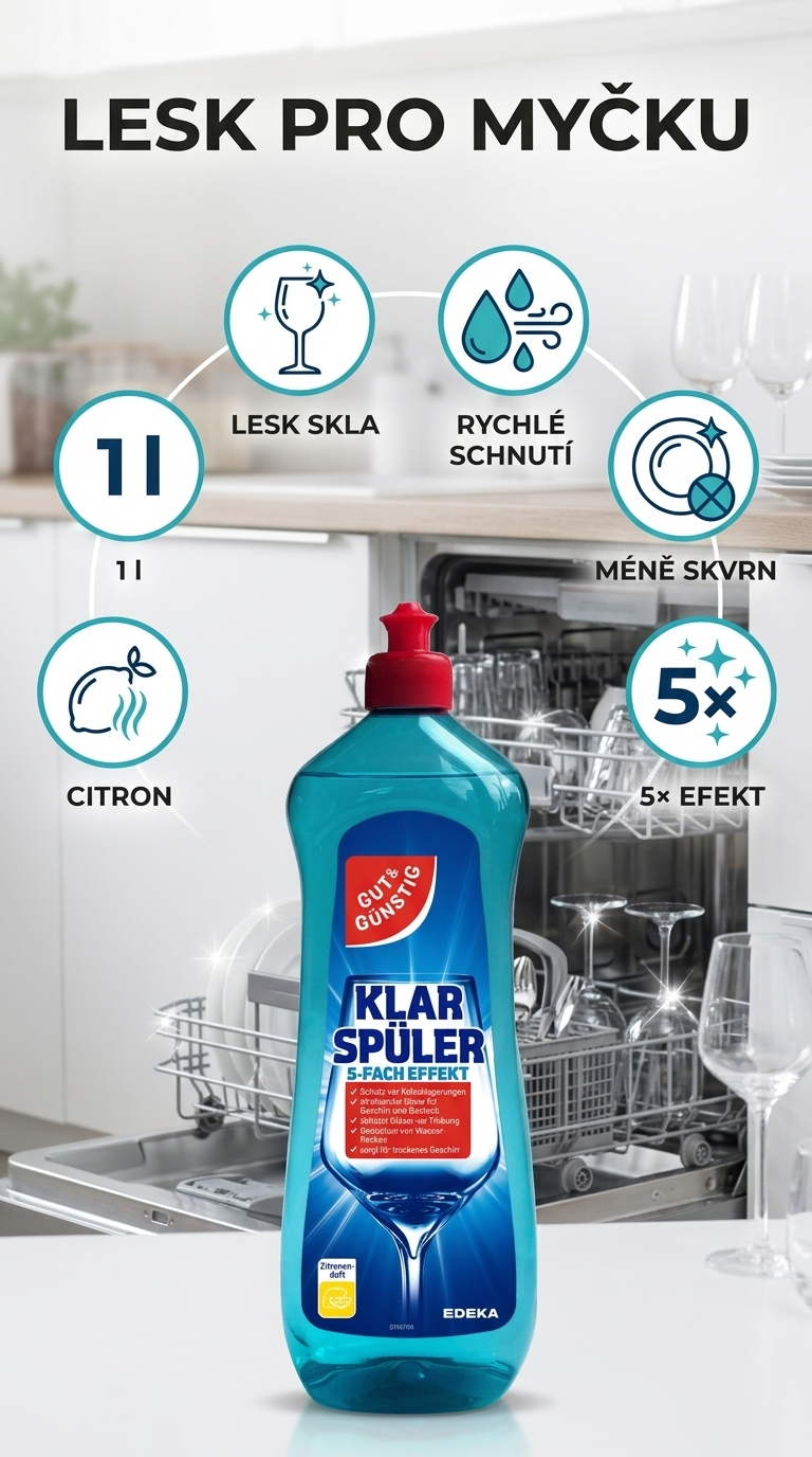 G&G leštící přípravek do myčky - mobilní infografika