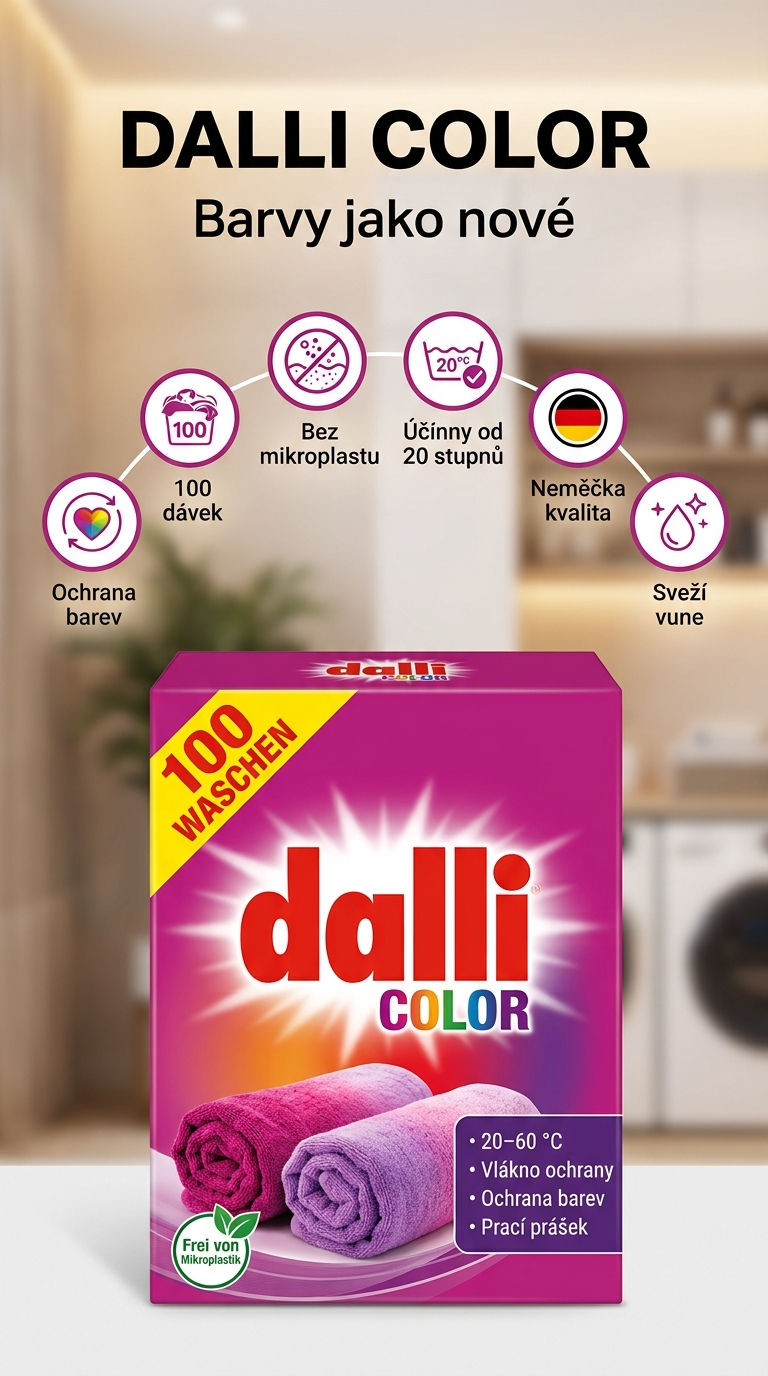 Dalli Color prací prášek - mobilní infografika