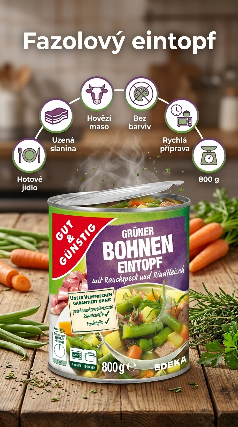 G&G fazolový eintopf - mobilní infografika