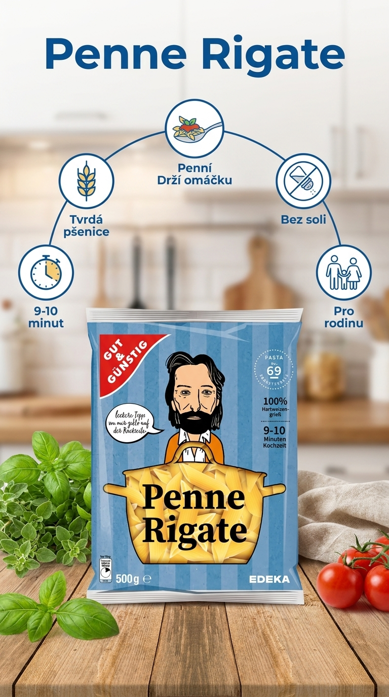 G&G Penne Rigate těstoviny 500 g - mobilní infografika