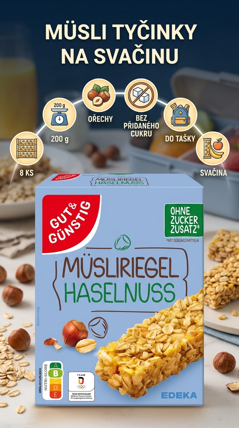G&G müsli tyčinky s lískovými ořechy - mobilní infografika
