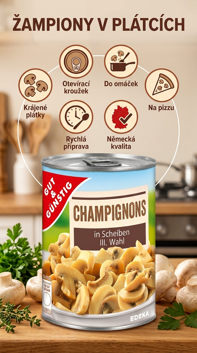 G&G Žampiony plátky 290g - mobilní infografika