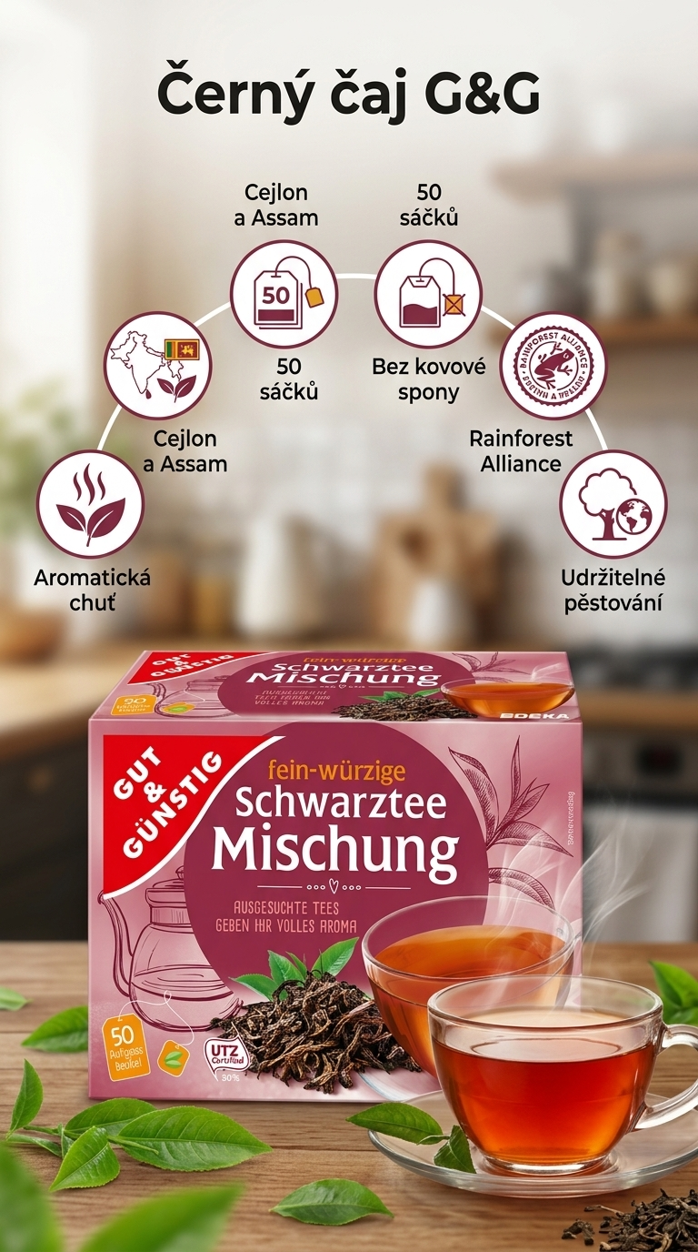 G&G černý čaj mix - mobilní infografika