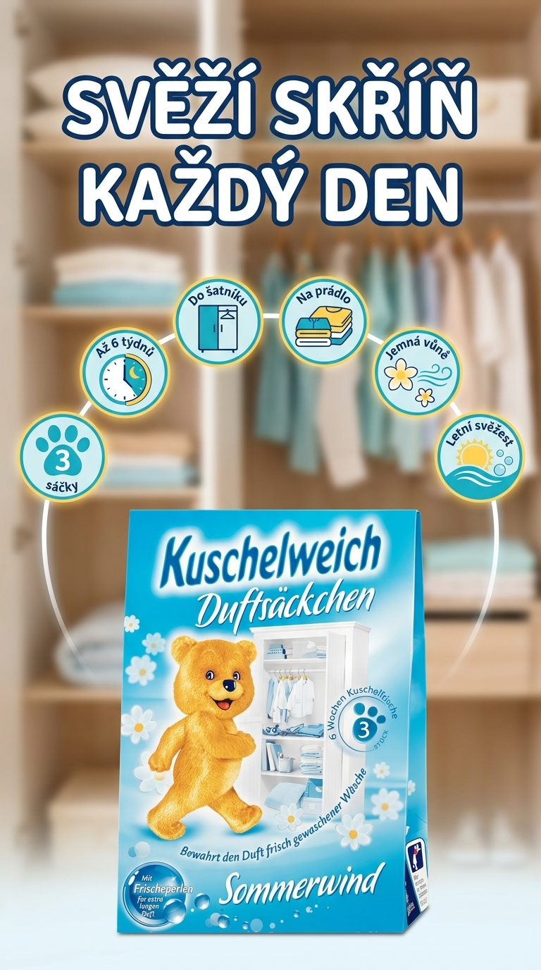 Kuschelweich Sommerwind vonné sáčky do skříně 3 ks - mobilní infografika