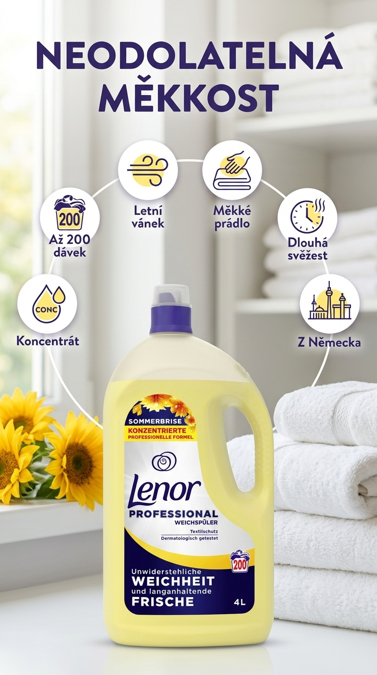 Lenor Professional aviváž Sommerbrise 4 l - mobilní infografika