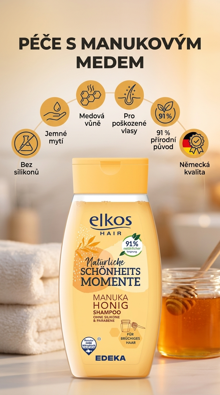 Elkos Premium šampon s manukovým medem - mobilní infografika