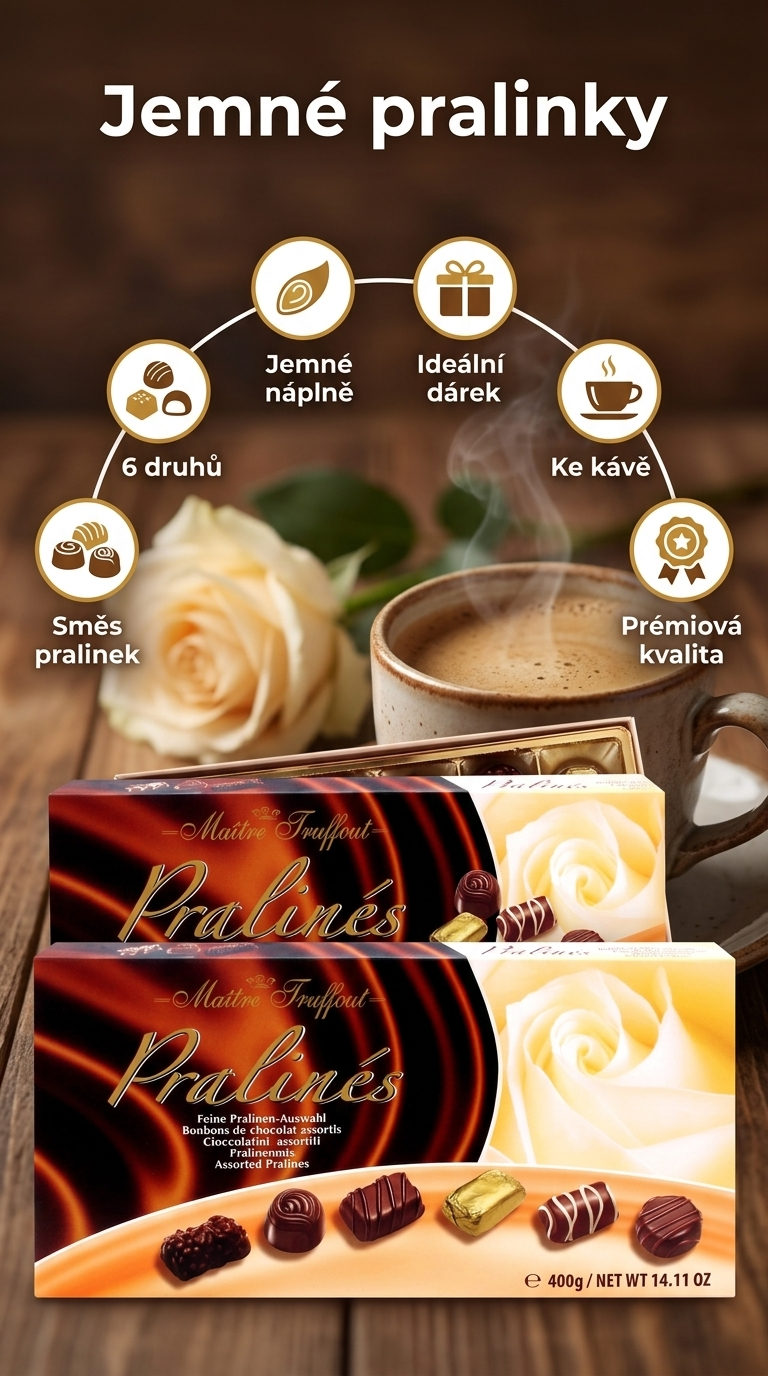Truffout Exquisite pralinky - mobilní infografika