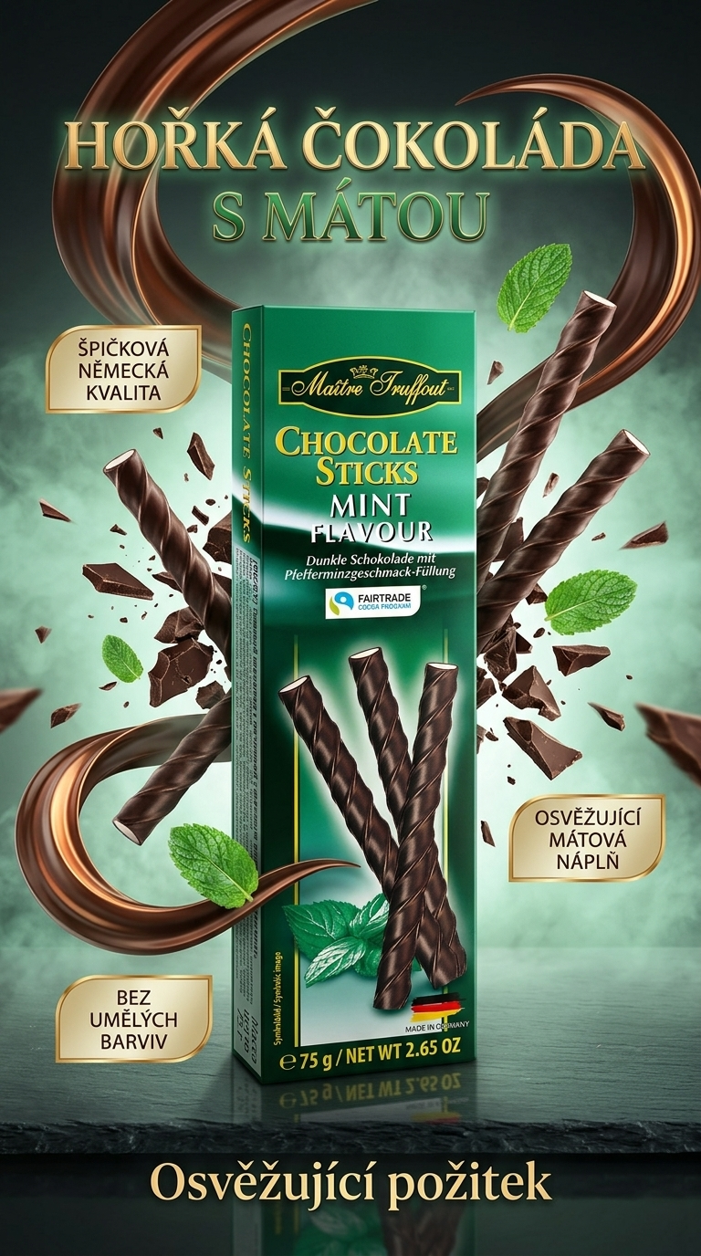 Truffout mátové čokoládové tyčinky - lifestyle plakát