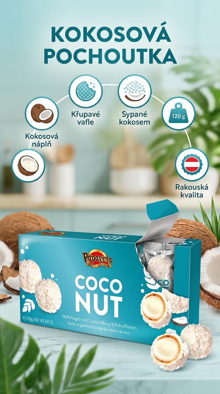 Papagena Coconut kuličky - mobilní infografika