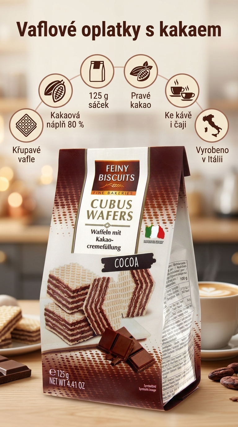 Biscuits vaflové oplatky s kakaovo-krémovou náplní 125 g - mobilní infografika