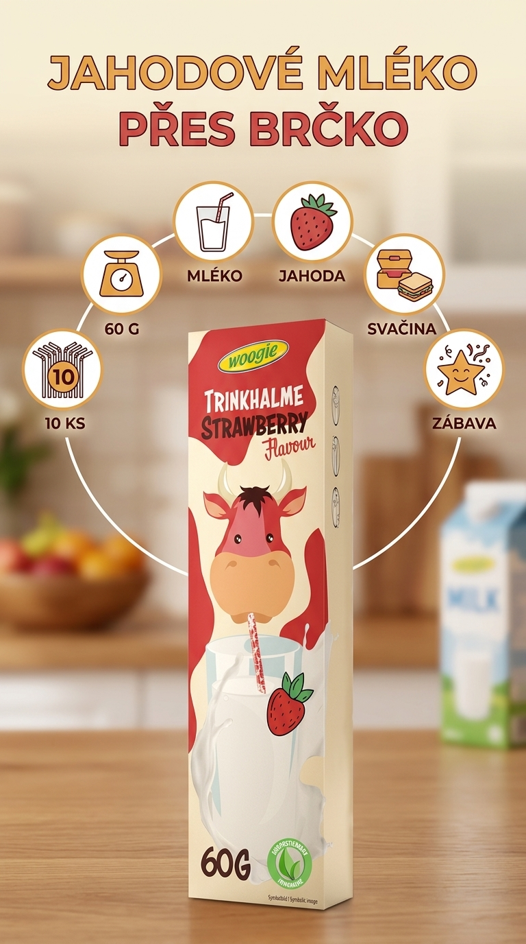 Woogie jahodová brčka - mobilní infografika