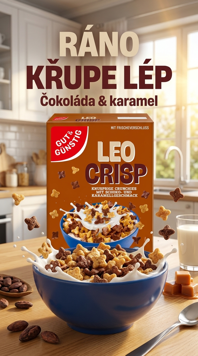 G&G Leo Crisp čokoládové cereálie s karamelem - lifestyle poster