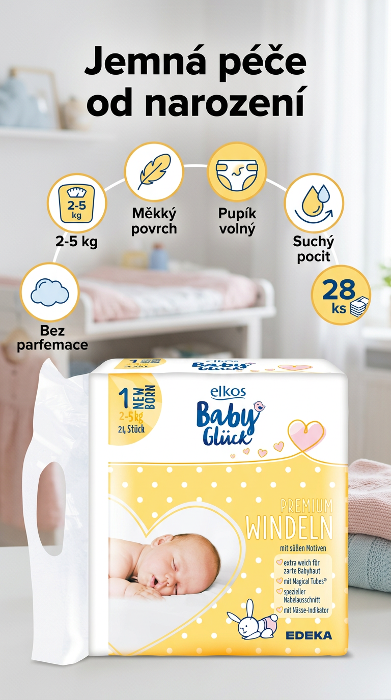Elkos Premium dětské pleny New Born - mobilní infografika