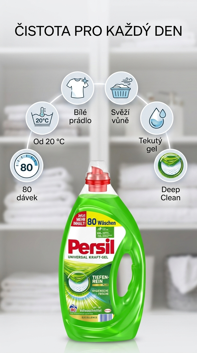 Persil prací gel 80 dávek - mobilní infografika