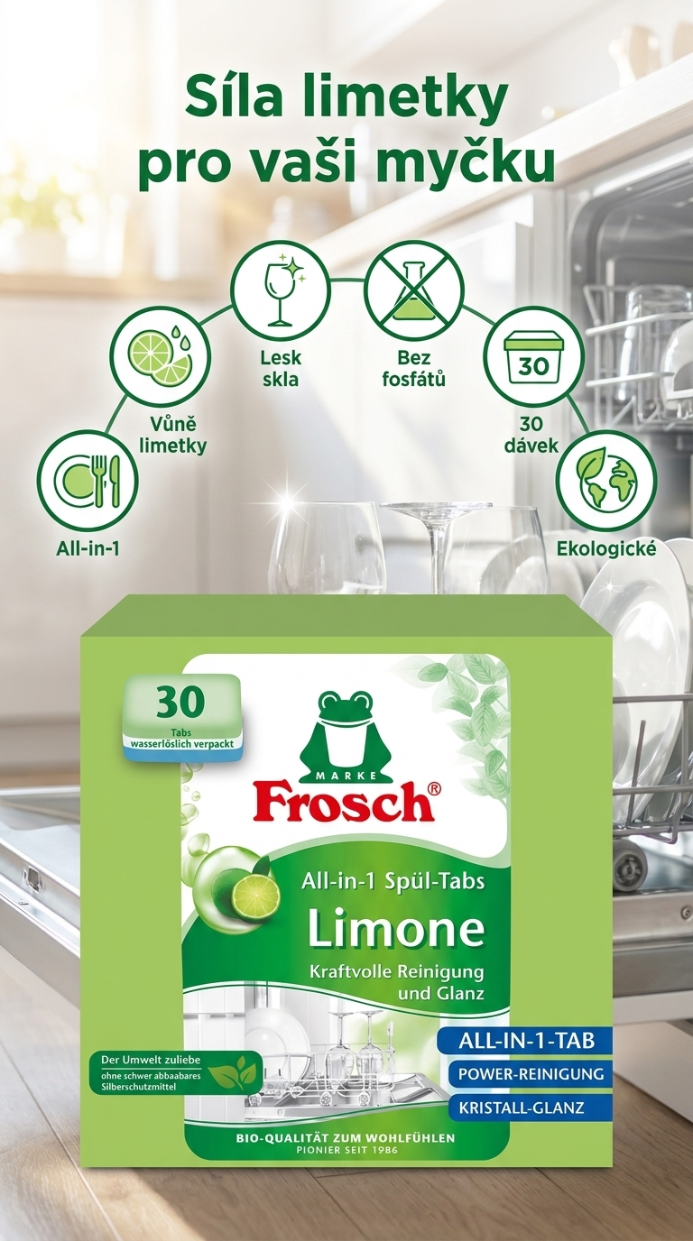 Frosch Tablety do myčky All-in-1 Limetka - mobilní infografika