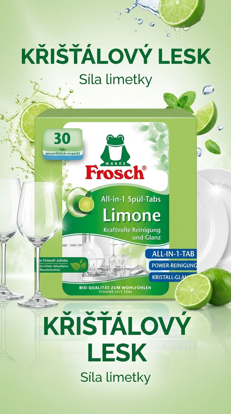 Frosch Tablety do myčky All-in-1 Limetka - křišťálový lesk