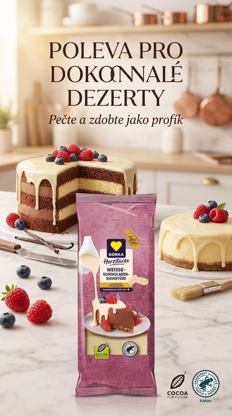 Edeka bílá čokoláda na vaření s vanilkou 200 g - poleva pro dokonalé dezerty