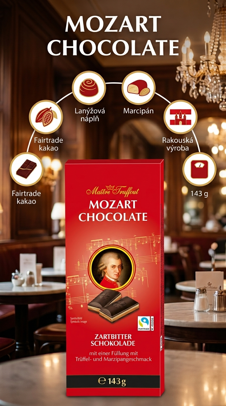 Maitre Truffout Mozart Chocolate 143g - mobilní infografika