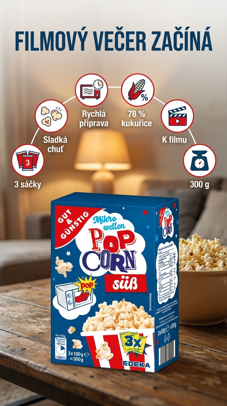 G&G sladký popcorn do mikrovlnky - mobilní infografika