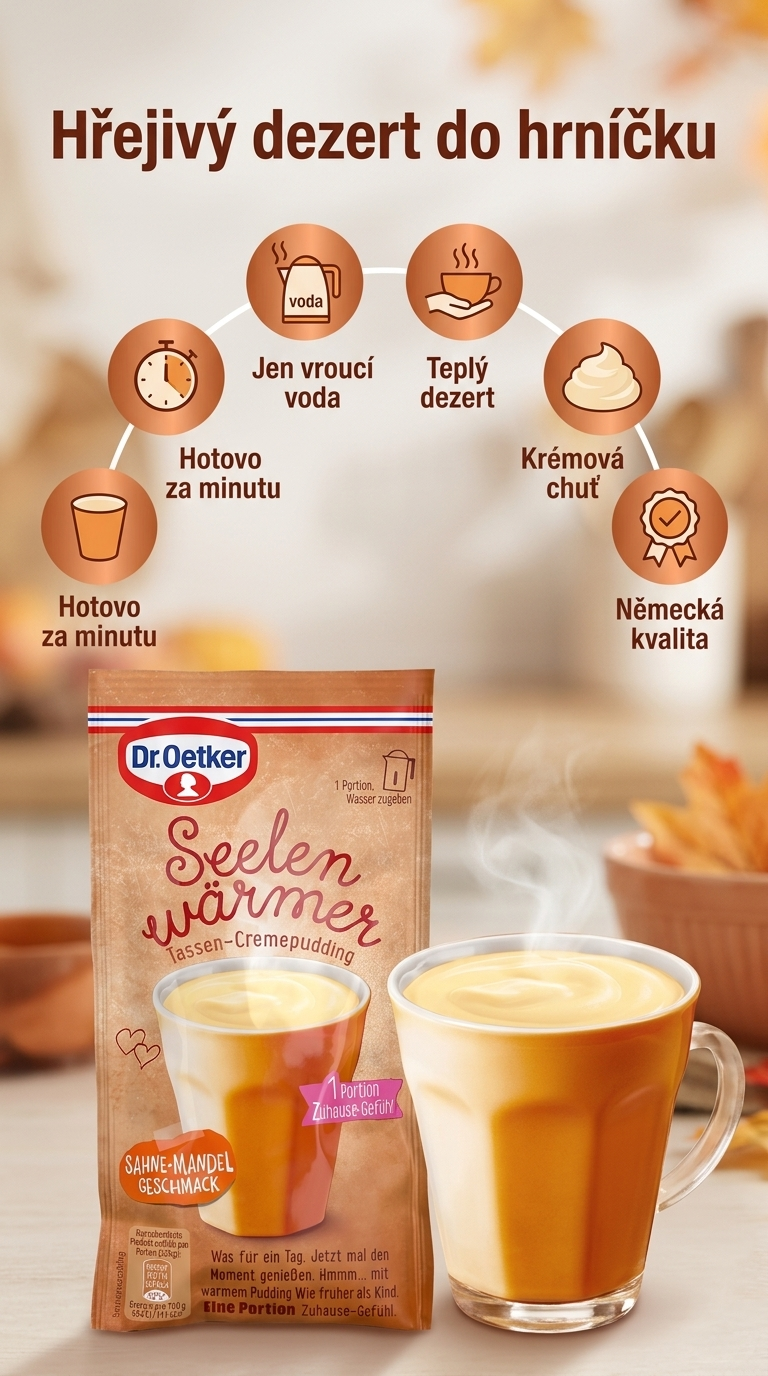 Dr. Oetker Seelenwärmer smetana-mandle - mobilní infografika