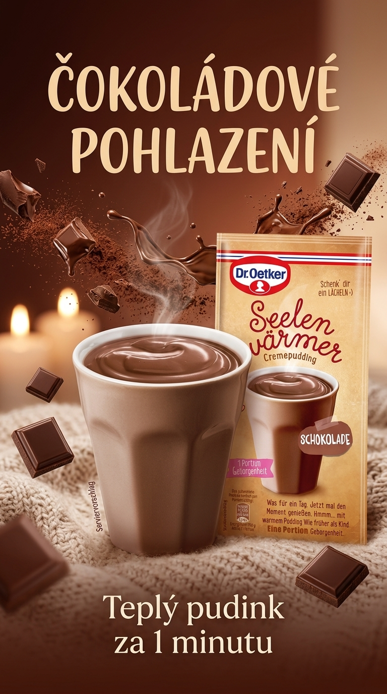 Dr. Oetker čokoládový pudink do hrníčku - lifestyle poster