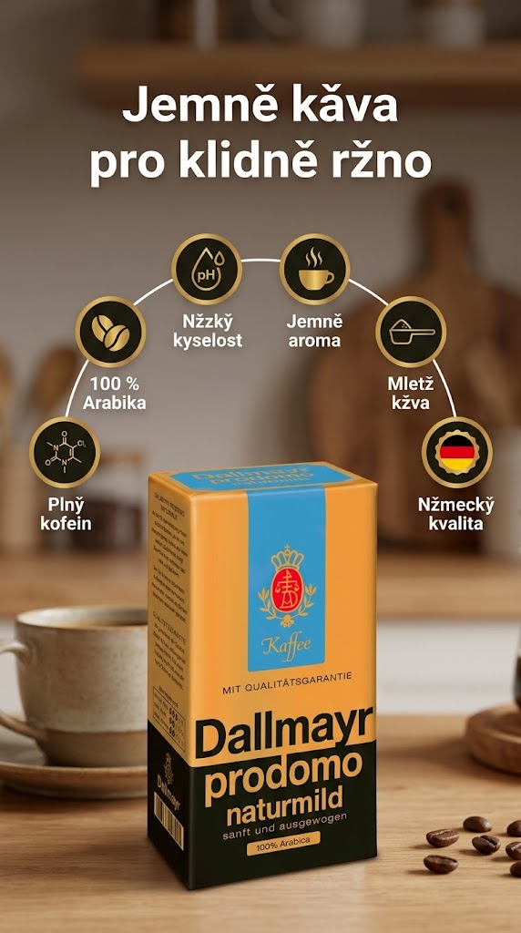 Dallmayr Prodomo Naturmild mletá káva - mobilní infografika