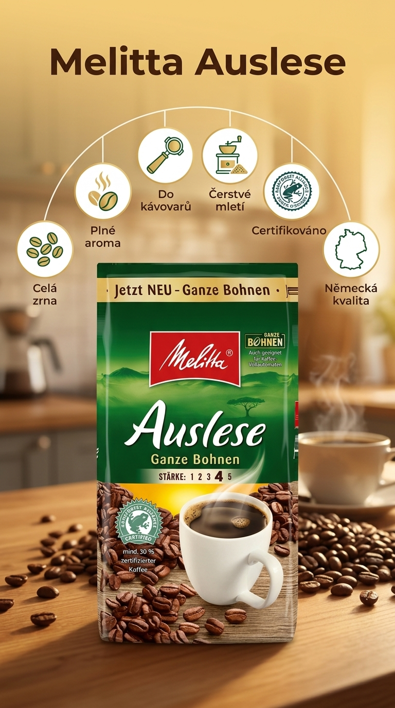 Melitta Auslese zrnková káva - mobilní infografika