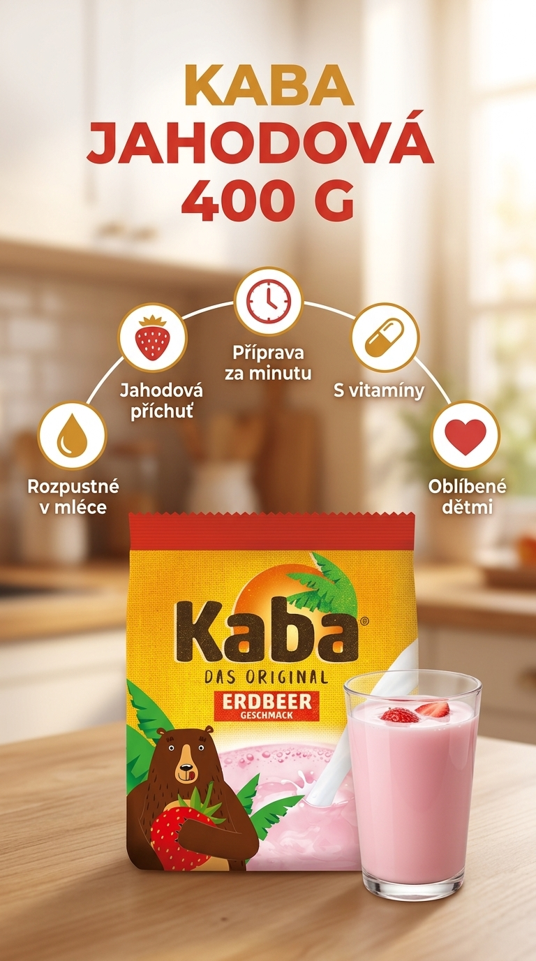KABA nápoj s jahodovou příchutí 400g - mobilní infografika