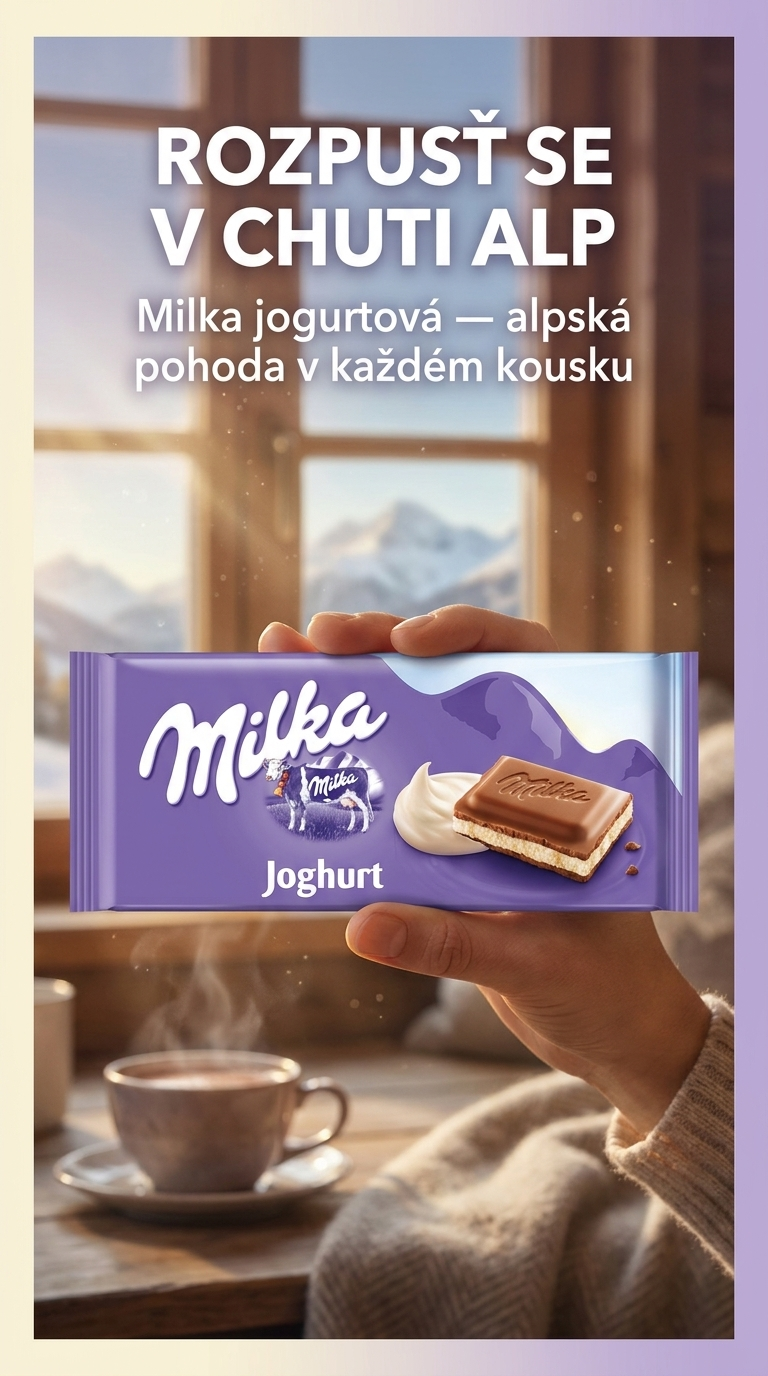 Milka jogurtová 100g - alpský lifestyle poster
