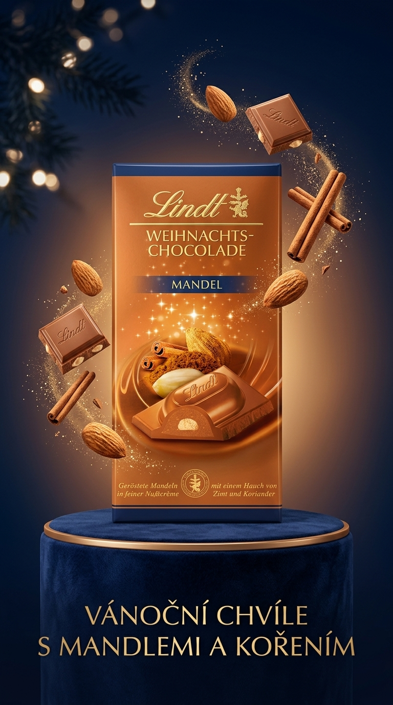 Lindt vánoční čokoláda s mandlemi - sváteční lifestyle poster