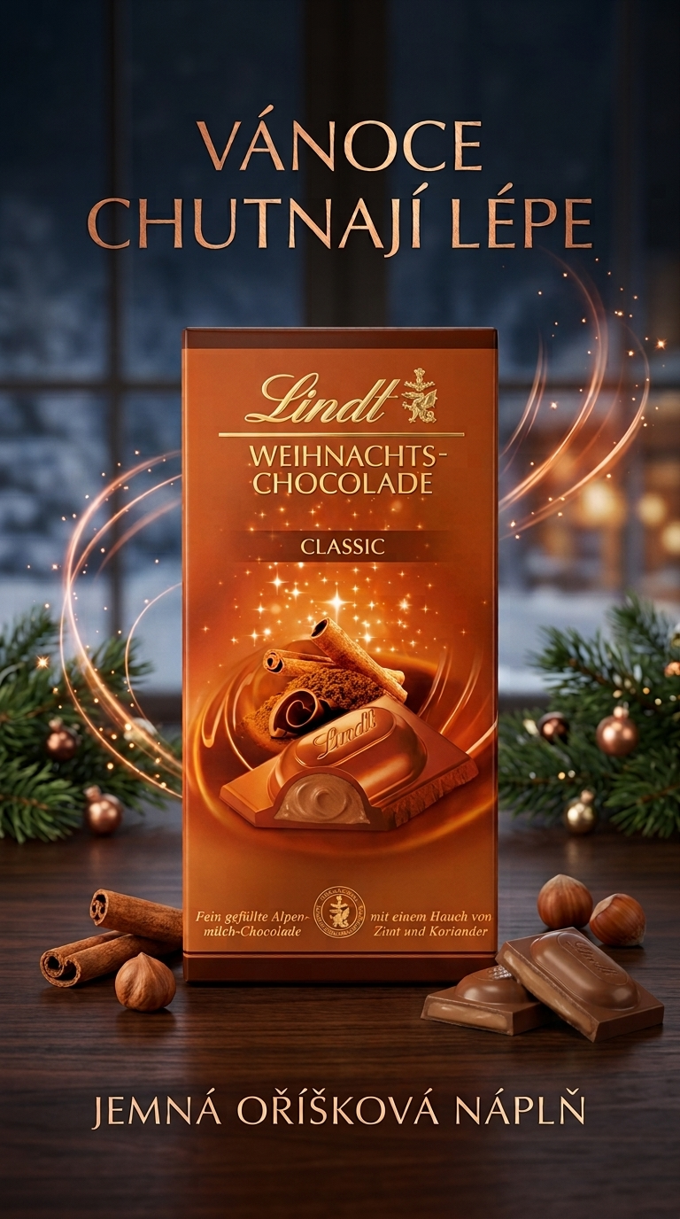 Lindt vánoční čokoláda Classic - sváteční lifestyle poster